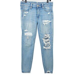 American Eagle Next Level Stretch Jegging Womens 6 Denim Jeans Distressed Ripped